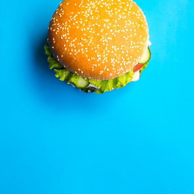 Top view burger with copy space