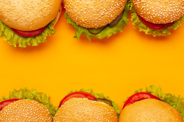 Top view burgers with copy space