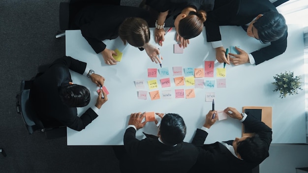 Top view of business team use sticky notes brainstorming idea Directorate