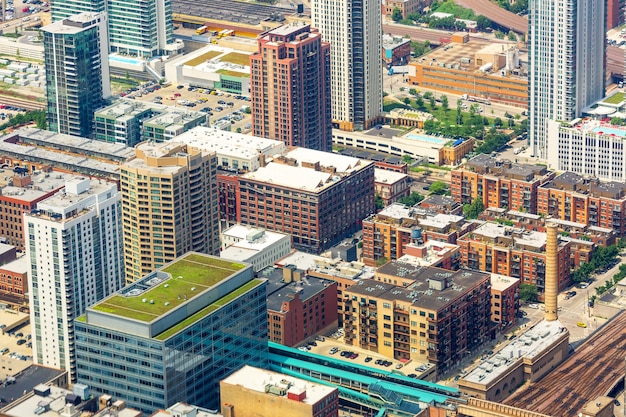 Top view of business, work and office centers.