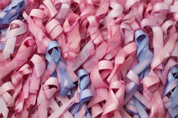 Photo top view cancer awareness ribbons