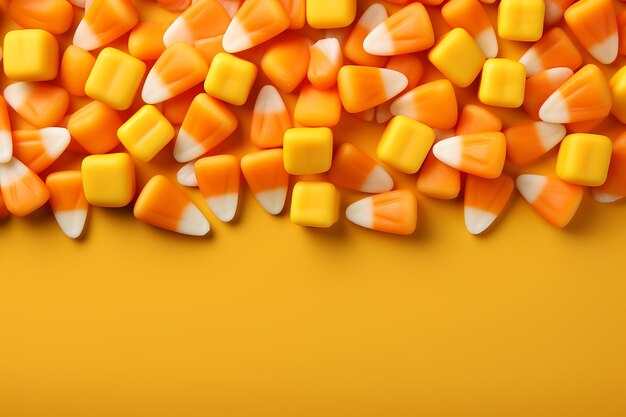 Top View of Candy Corn Blank Space Frame Background