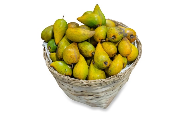 Vista dall'alto della frutta di canistel o della messa a fuoco del cesto di eggfruit selettiva