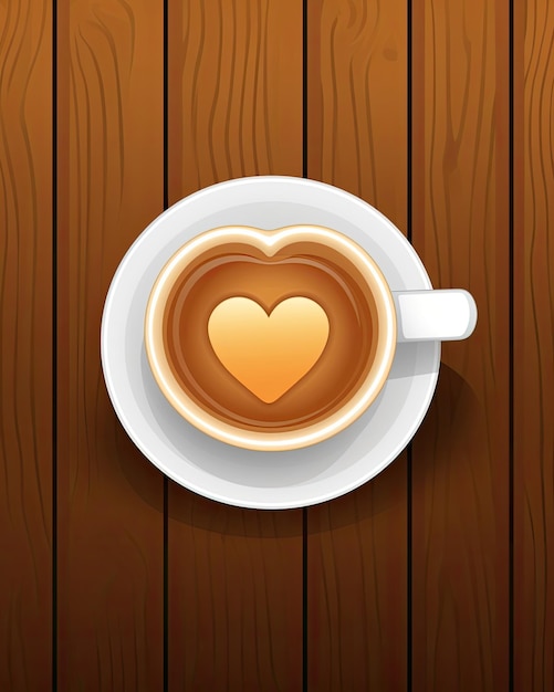 A top view of cappuccino or coffee with a foam heart Generative AI