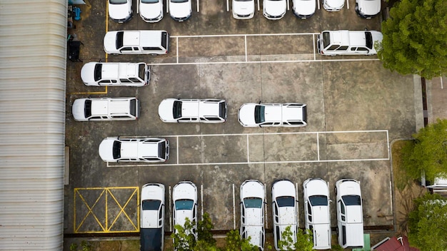 Top view car empty parking lots