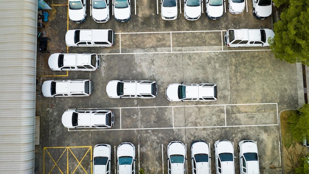 Top view car empty parking lots