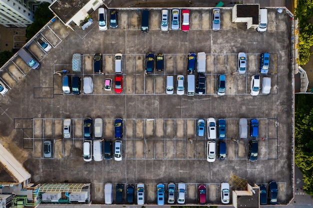 Photo top view of car park