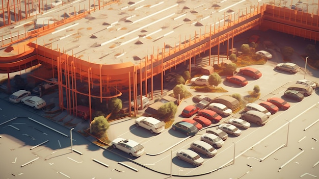 Photo top view of car parking lot created generative ai