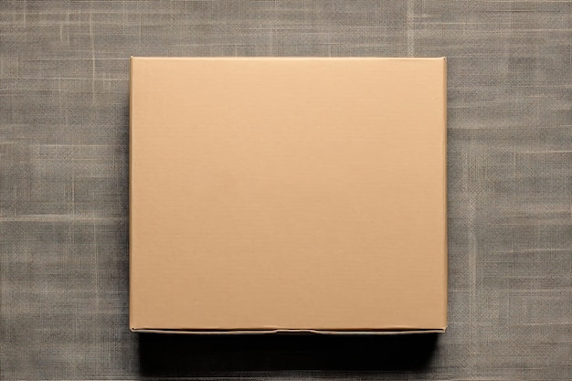 Top view cardboard box mockup isolated on light wooden background for your designs mockup