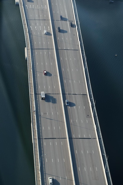 Top view of cars on road in singapore