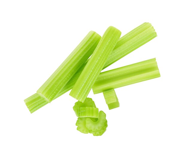 Top view of celery isolated on white background