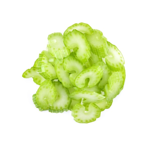 Top view of celery isolated on white background