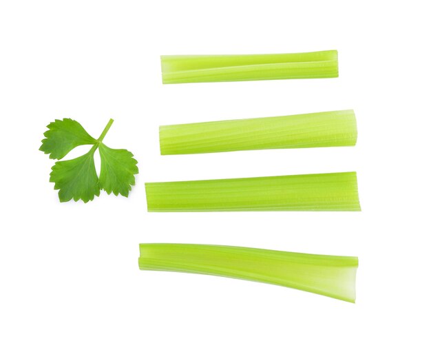 Top view of celery isolated on white background