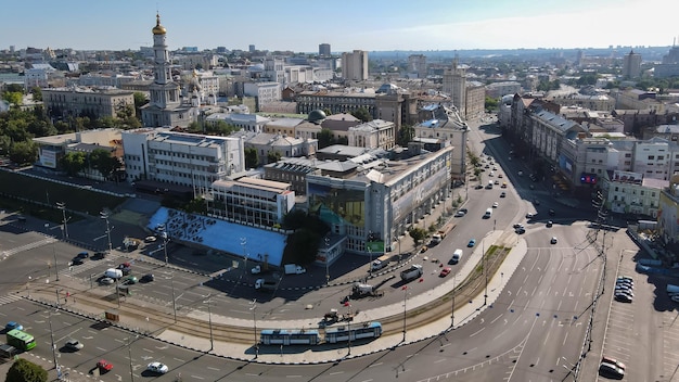 Вид сверху на центральную часть города Харькова