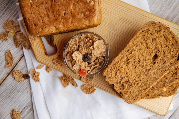 Photo top view on cereal bread loafs