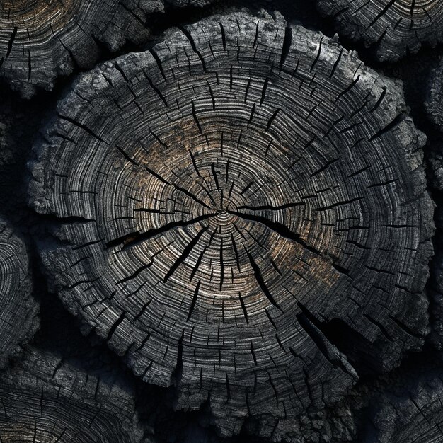 Photo top view of charred wood texture background generative ai