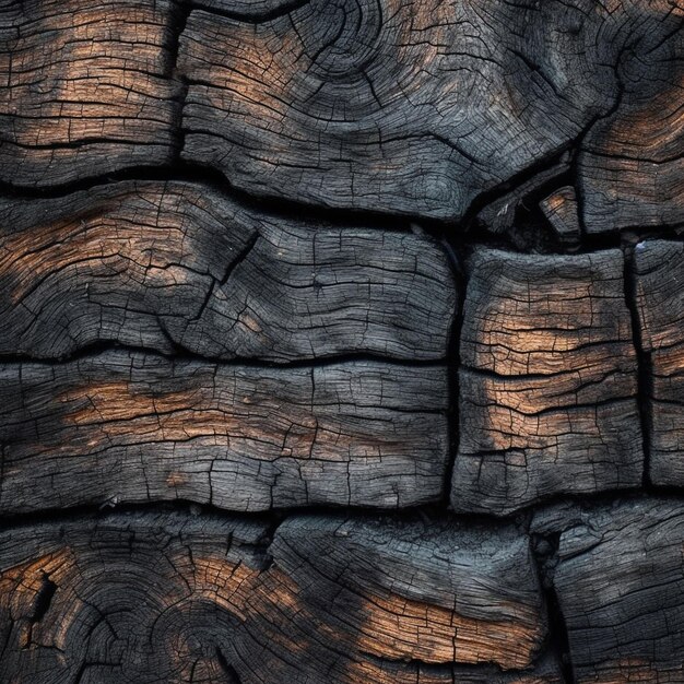 Photo top view of charred wood texture background generative ai