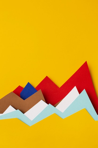 Photo top view of chart statistics presentation with paper