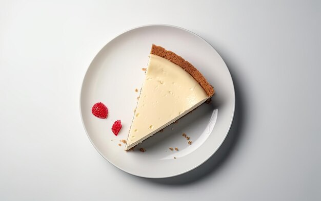 A top view cheesecake on a white background sweet dessert bakery food ai generated