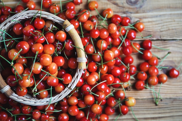 Top view of the cherry basket