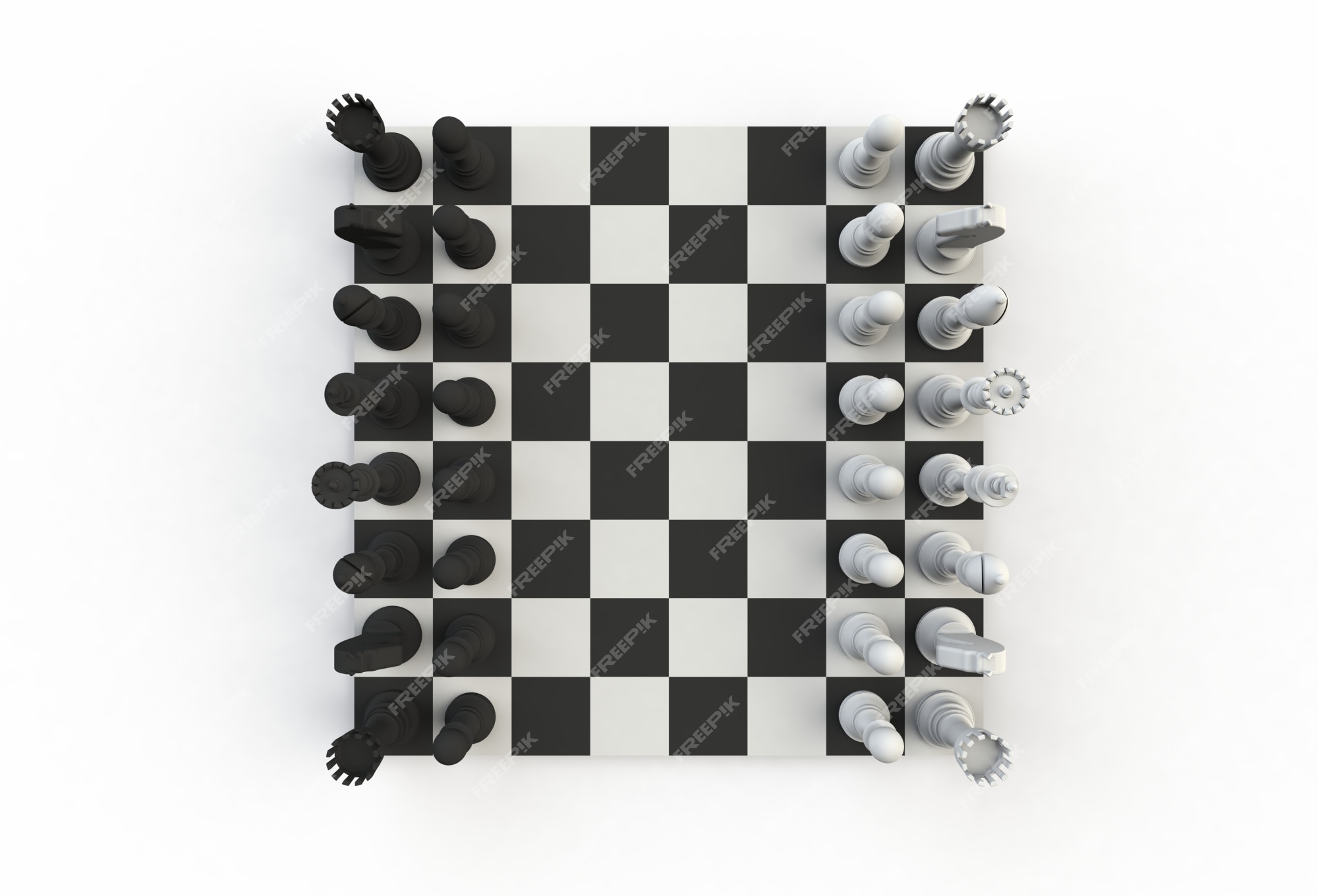 Premium Vector  Chess figures on chessboard top view black and