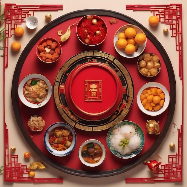 Top view chinese new year composition with copyspace