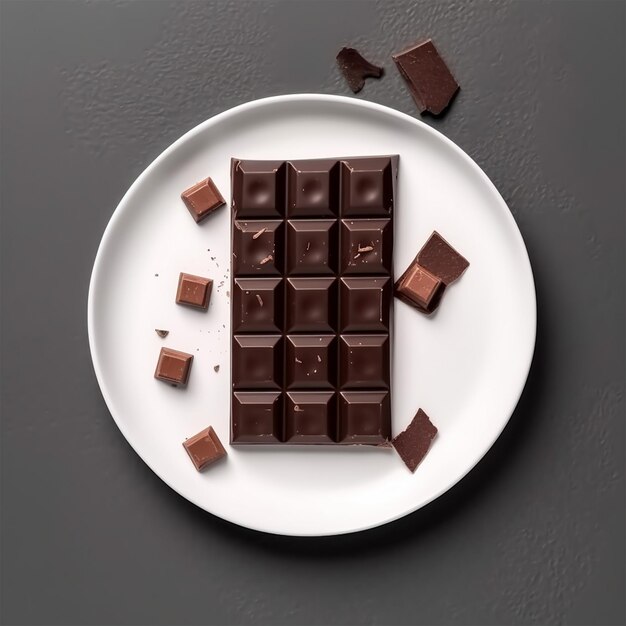 접시 위 에 있는 초콜릿 바 의 면