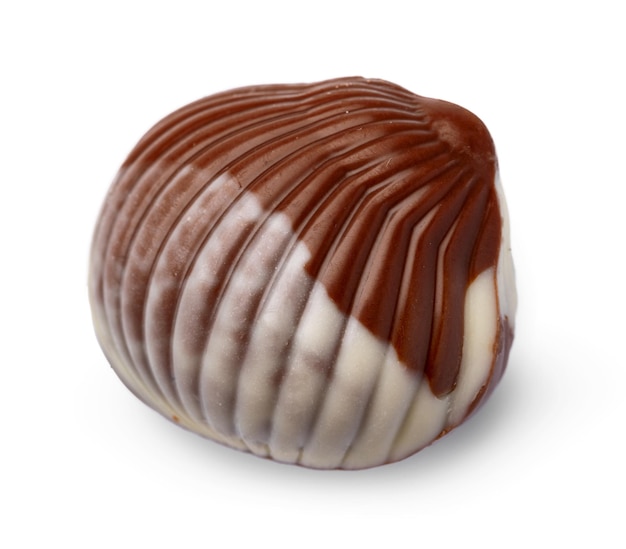 Top view of chocolate candy on white background