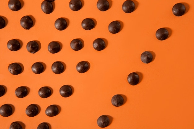 Top view chocolate chips arrangement