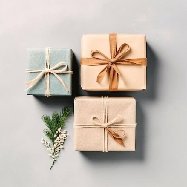 Top view christams gift boxes High quality ai generated image on white background