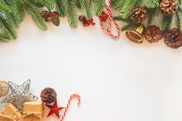 Top view of Christmas decorations