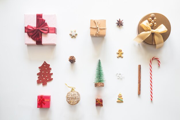 Top view of Christmas decorations