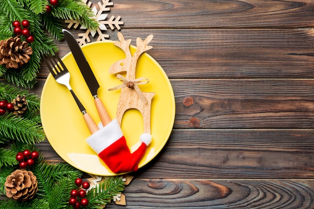 Foto vista dall'alto della cena di natale