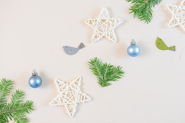 top view Christmas ornaments