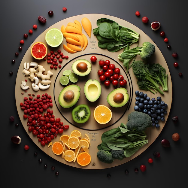 top view circle diagram of healthy food nutrition