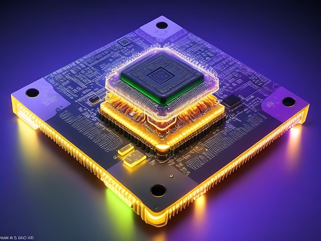 top view of circuit board and electrical equipment on colourfull surface