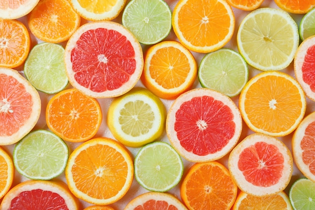 top view citrus fruit slices