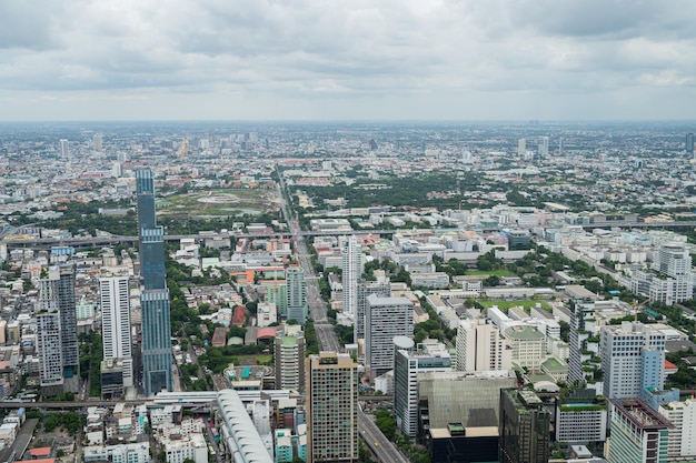 Vista dall'alto della costruzione della città del paesaggio urbano di bangkok