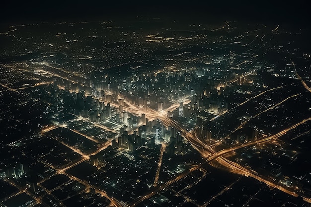 top view of city street drone photo AI