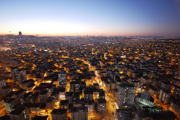 Top view of cityscape in istanbul at night