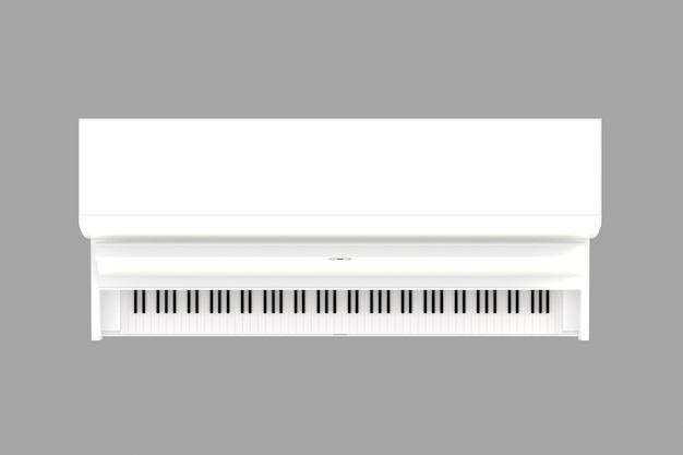 Top view of classic musical instrument white piano isolated, Keyboard instrument, 3d rendering