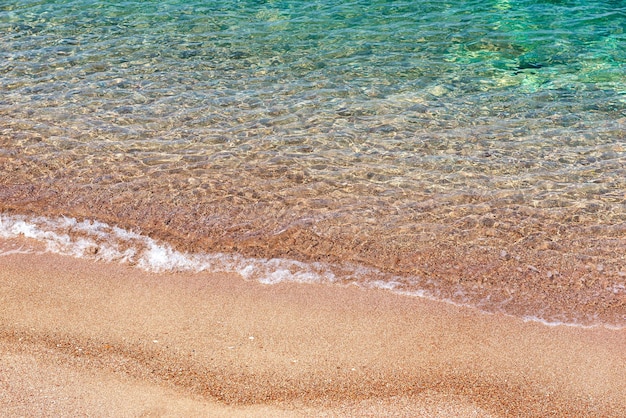 Top view of clear waters of Adriatic sea and beach, Montenegro