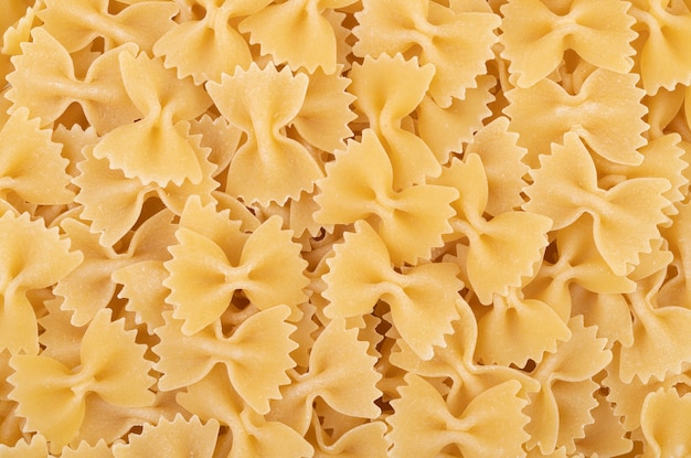 Top view, closeup of farfalle pasta.