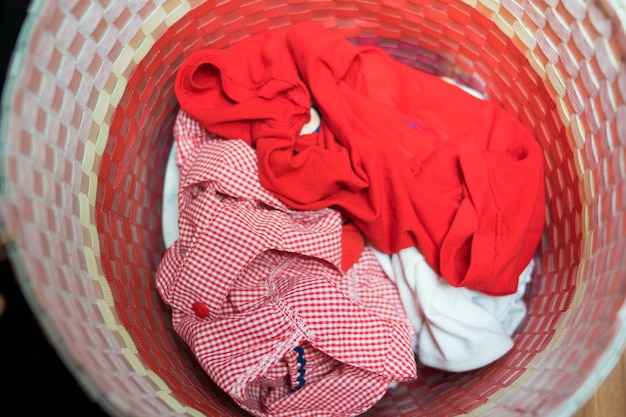 Top view of clothes on basket