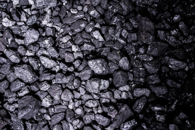 Вид сверху на минеральную черноту угольной шахты для фона. Используется как топливо для промышленного кокса.