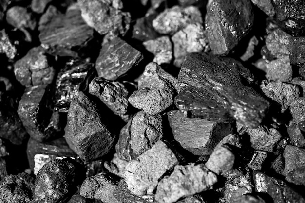 Top view of a coal mine mineral black for background. Used as fuel for industrial coke.