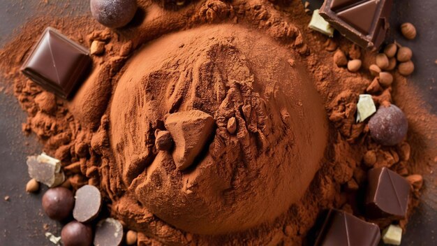 Top view cocoa powder