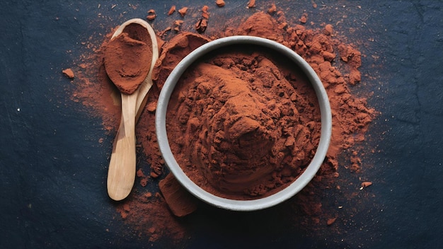 Top view cocoa powder