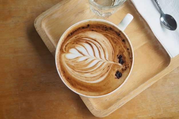 top view of coffee in cafe 