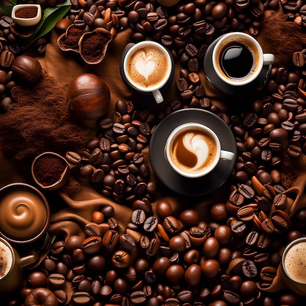 커피 콩 을 가진 커피 컵 의 면